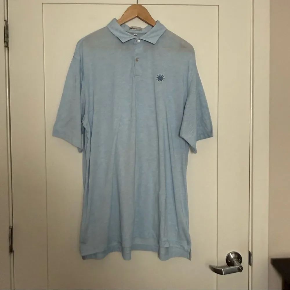 Peter Millar Polo Shirt Mens Sz XL Blue Short Sleeve Comfort Golf Summer Beach